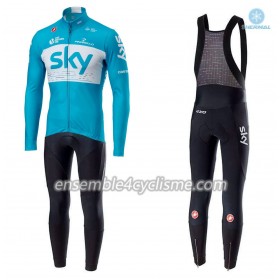 Tenue Maillot M/L + Collant à Bretelles 2018 Team Sky Hiver Thermal Fleece N002